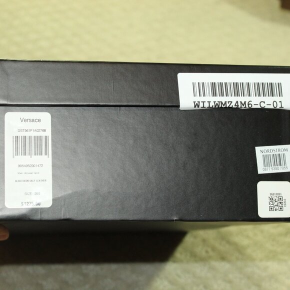 Versace Silver Gold Black Leather Bling Embellished Slingback Pumps 35.5 / US 5 - Picture 9 of 15